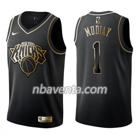Camiseta Hombre New York Knicks Emmanuel Mudiay 1 Nike Negro Golden Edition Swingman